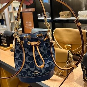 Coach Mini Bucket Bag In Signature Denim NWT